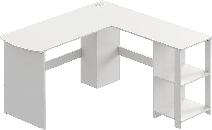 SHW L-Shaped Home Office Wood Corner Desk, White - LeafyLoom