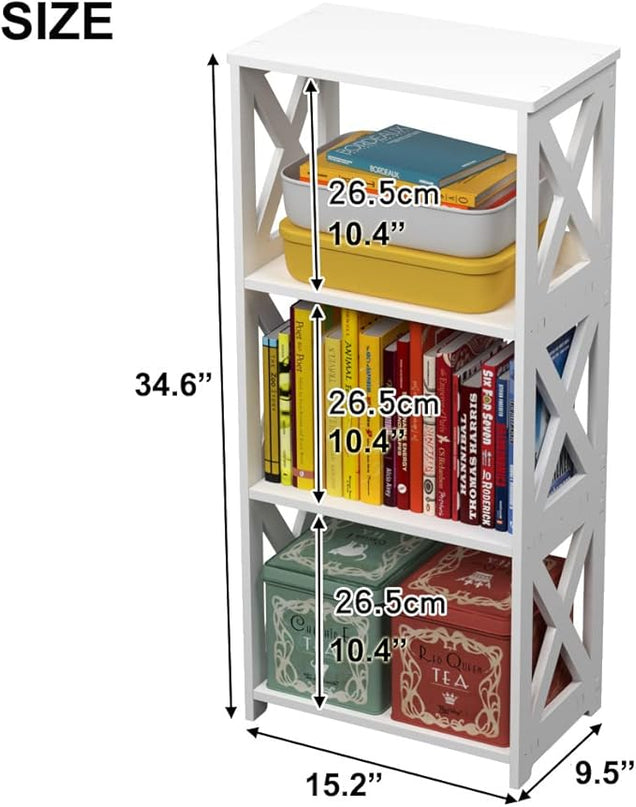 Small Bookcase Bookshelf - 4 Tier Bookshelves Organizer Storage Shelf for Kids, Bookcases Book Display Rack & Open Shelves Table for Bathroom, Living Room, Bedroom, Office, White - LeafyLoom