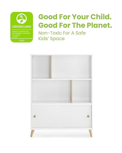 Delta Children Essex Bookcase - Greenguard Gold Certified, Bianca White/Natural - LeafyLoom