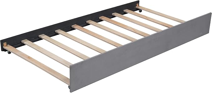 Twin Size, Upholstered Daybeds with Ergonomic Design Backrest and Trundle, Velvet Sofa Day Bed Frame for Kids Teens Adults, Space-Saving, Easy Assembly, Gray - LeafyLoom