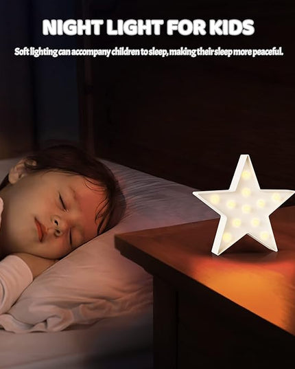 White Star Birthday Party Decorations, Battery Powered Star Night Light for Kids, Kids Room Decor for Bedrooms, Baby Night Light, Toddler Room Decor, Kids Room Decor, Wall Decor for Bedroom - LeafyLoom