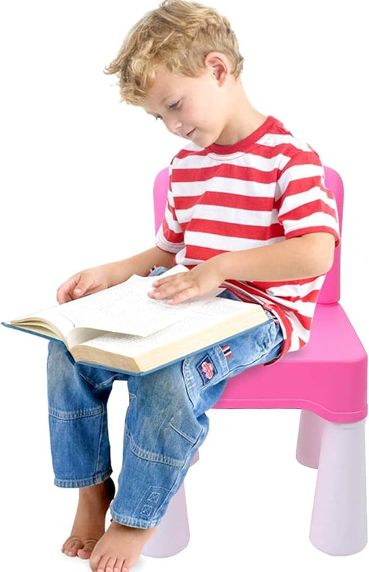 burgkidz Plastic Kids Chair, Durable and Lightweight, 9.3" Height Seat, Indoor or Outdoor Use for Toddlers Boys Girls Aged 3+ (Pink) - LeafyLoom