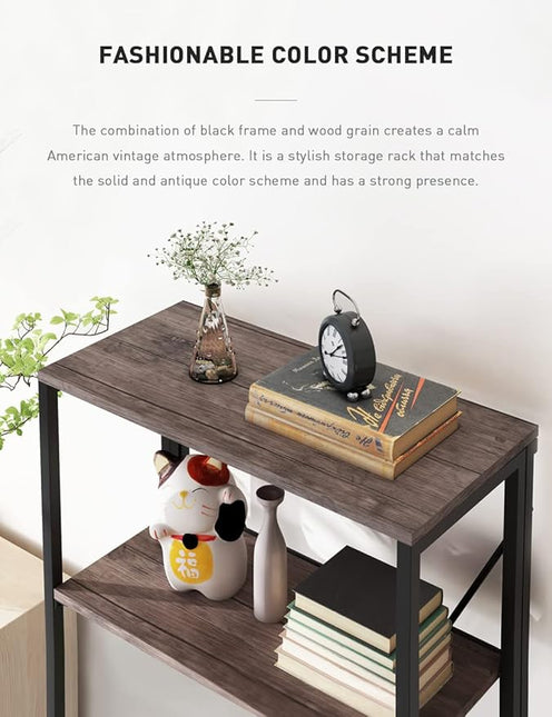 Bookshelf,4-Tier Folding Bookcase,Industrial Book Shelf,Rustic Wood Storage Shelves,Tall Bookshelf,Shelves For Bedroom,Office,Kitchen,Living Room,Study Room,No Assembly Folding Bookshelf,Black - LeafyLoom
