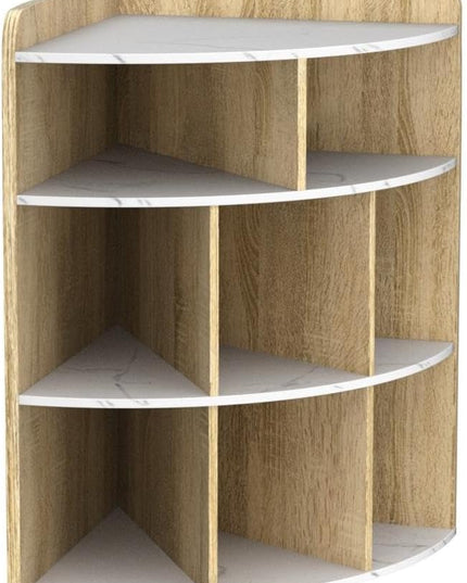 Vecelo 3-Tier Corner Cabinet with 8 Cubbies, Wooden Cube Storage Organizer, Modern Bookshelf Units for Playroom, Bedroom, Living Room, Marble White - LeafyLoom