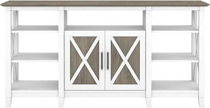 Bush KWV160G2W-03 Key West Tall TV Stand, Shiplap Gray/Pure White, Screens up to 65-Inch - LeafyLoom