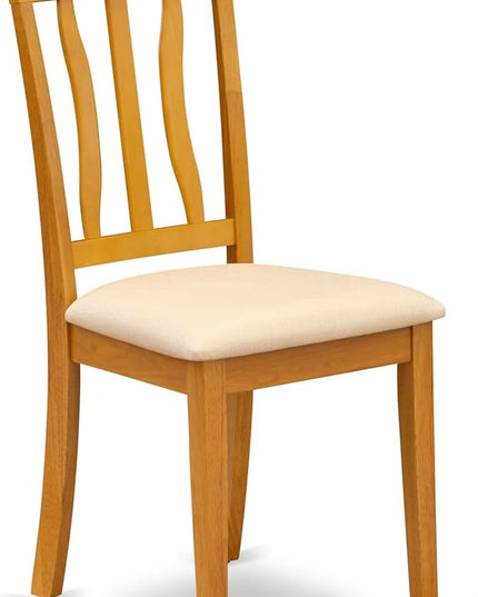 East West Furniture Antique Dining Linen Fabric Upholstered Wooden Chairs, Set of 2, Oak - LeafyLoom
