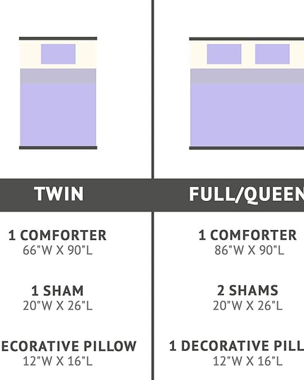 Mi Zone Rosalie Comforter Set for Girls, Ultra-Soft Microlight Plush Metallic Printed Hearts Brushed Reverse Overfilled Down Alternative Hypoallergenic All Season, Full/Queen, Purple/Silver, 4 Piece - LeafyLoom