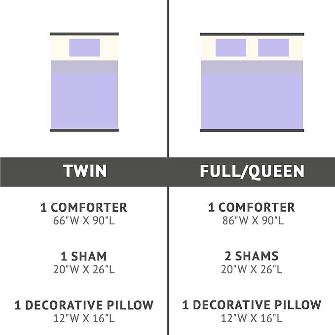Mi Zone Rosalie Comforter Set for Girls, Ultra-Soft Microlight Plush Metallic Printed Hearts Brushed Reverse Overfilled Down Alternative Hypoallergenic All Season, Full/Queen, Purple/Silver, 4 Piece - LeafyLoom