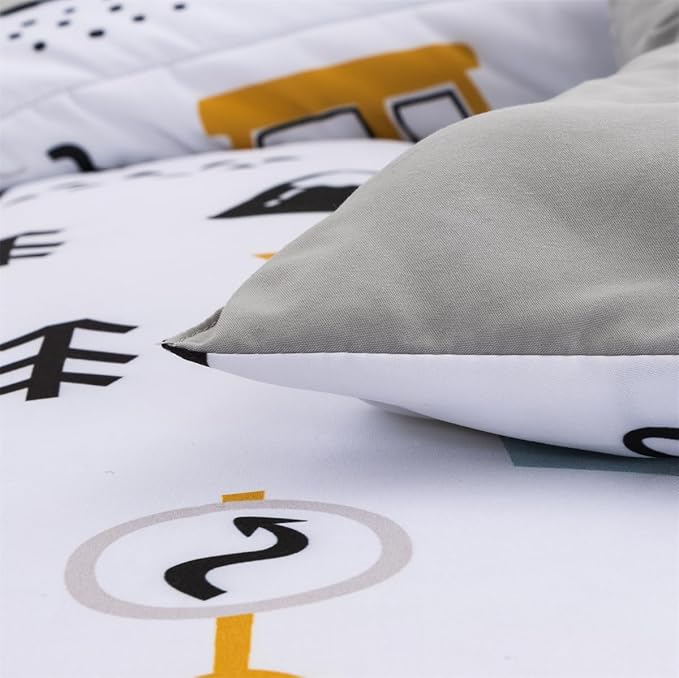 NTBED 5 Pieces Construction Truck Twin Comforter Set for Boys Kids Forest Vehicles Excavator Lightweight Microfiber Bedding Sets - LeafyLoom