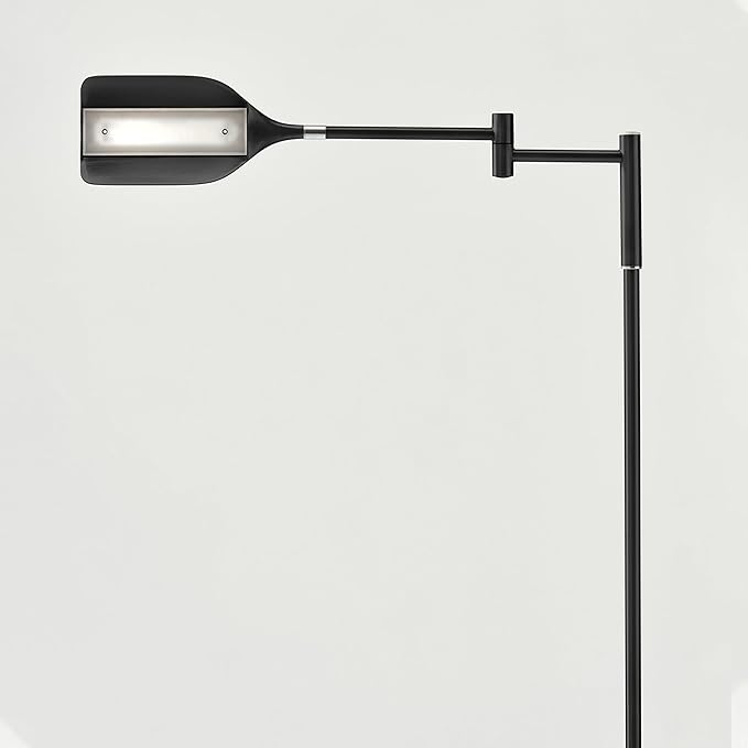 Brightech Leaf Pharmacy LED Reading Lamp, Dimmable Floor Lamp with Easy Rotation over Chair or Desk for Living Rooms & Offices, Adjustable Standing Lamp, Tall Lamp for Sewing & Craftwork - Jet Black - LeafyLoom