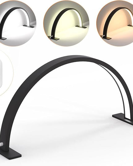 Half Moon Light for Nail Desk, Lash Light Led Nail Tech Lamp Half Moon Light Table Lamp Desk Lamp for Nail Lash Eyelash Extension Tattoo Eyebrows（Black） - LeafyLoom