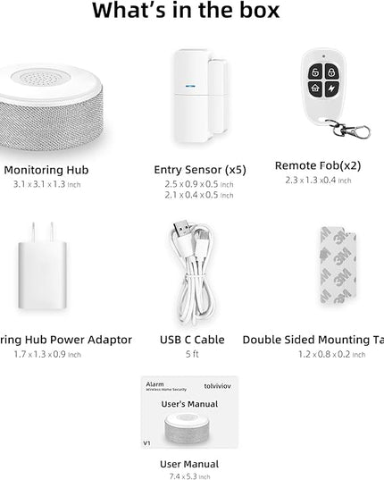 WiFi Door Alarm System, Wireless DIY Smart Home Security System, with Phone APP Alert, 8 Pieces-Kit (Alarm Siren, Door Window Sensor, Remote), Work with Alexa, for House, Apartment, by tolviviov tolviviovDirect