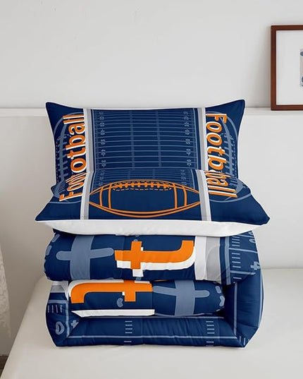 Feelyou Football Bedding Set Twin Size Sports Comforter Set for Kids Boys Girls Decor Soccer Ball Game Comforter Microfiber American Football Duvet Set Bedroom Quilt Set - LeafyLoom