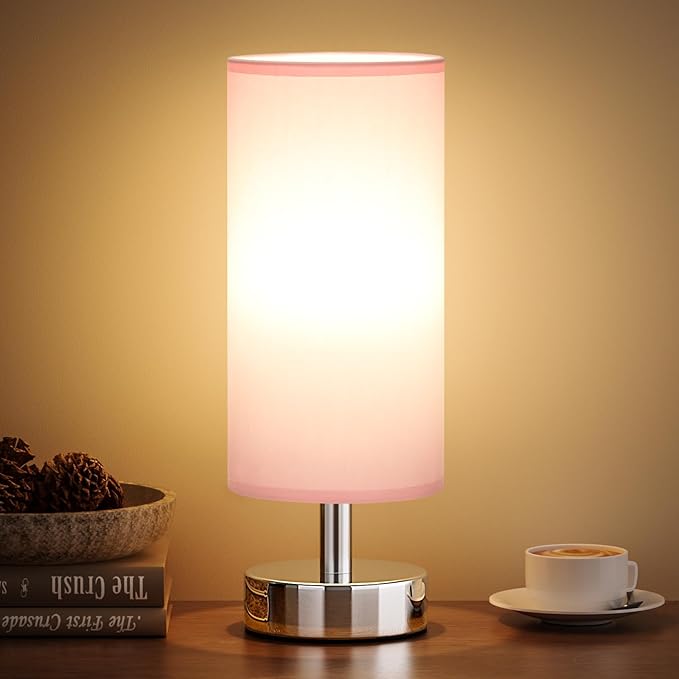 Small Table Lamp for Bedroom - Bedside Lamps for Night Stands, Minimalist Nightstand Light Lamp, Desk Lamps for Reading Room, Kids Room, Living Room, Office, Dorm - LeafyLoom