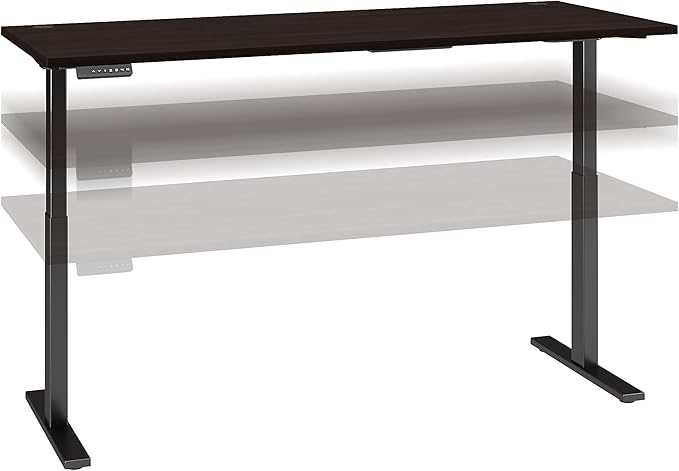 Bush Business Furniture Move 60 Electric Ergonomic Sit-Stand Computer Table for Home and Professional Office, 72W x 30D, Black Walnut - LeafyLoom