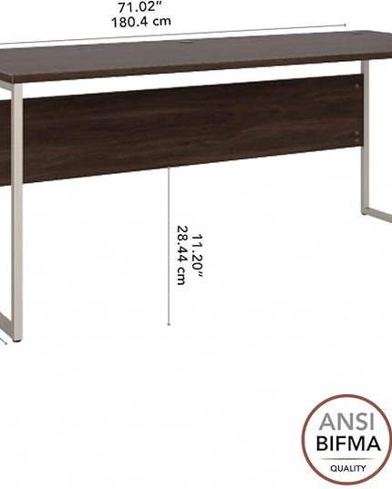 Bush Business Furniture Hybrid 72W x 30D Computer Table Desk with Metal Legs in Black Walnut - LeafyLoom