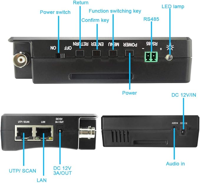 EVERSECU 5 in 1 CCTV Tester Support Up to 4K IP Camera & 720P/1080P/3mp/4mp/5 Megapixel AHD, TVI, CVI & CVBS Analog Camera, 4" Touch Screen Security Video Monitor, POE Out, IP Scan, UTP Cable Test EVERSECU