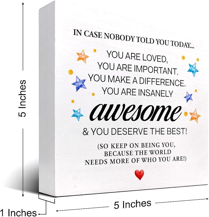 In Case Nobody Told You Today You are Awesome Wood Block Sign Desk Decor,Inspirational Encouragement Wooden Box Plaque Sign Desk Decor for Classroom Home Office Dorm Shelf Table Decorations - LeafyLoom