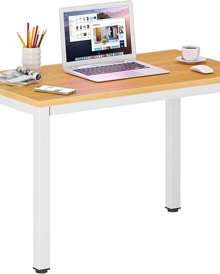 DlandHome 31.5 inches Small Computer Desk for Home Office Activity Table Writing Table for Small Spaces Study Table Student Laptop Desk Teak and White DND-AC3TW-8040 - LeafyLoom