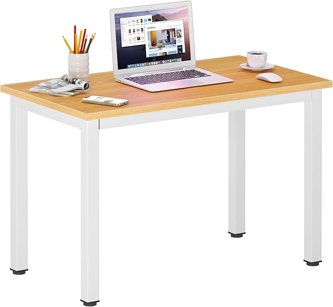 DlandHome 31.5 inches Small Computer Desk for Home Office Activity Table Writing Table for Small Spaces Study Table Student Laptop Desk Teak and White DND-AC3TW-8040 - LeafyLoom