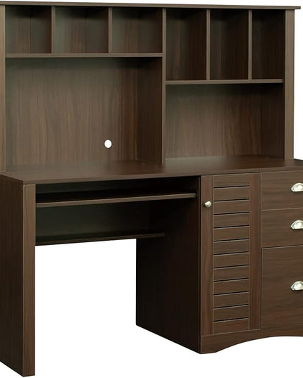 NicBex Laik-DW-00017-DX Desks, 59.06" W x 23.62" D x 57.68" H, Walnut - LeafyLoom