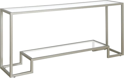 Henn&Hart 64" Wide Rectangular Console Table in Satin Nickel, Entryway Table, Accent Table for Living Room, Hallway - LeafyLoom