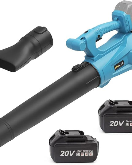 Leaf Blower Cordless, 20V Battery Powered Electric Leaf Blower with 2 Batteries & Charger, 6 Speed Mode, 420CFM Handheld Leaf Blowers for Lawn Care, Patio, Yard, Sidewalk, Blowing Snow - LeafyLoom