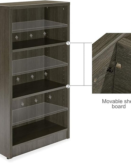 3 Shelf Wood Bookcase Freestanding Display Shelf Adjustable Layers Bookshelf for Home Office Library Small Narrow Space(Grey, 3-Layers,24.4W x 11.6D x 44.1H inch) - LeafyLoom