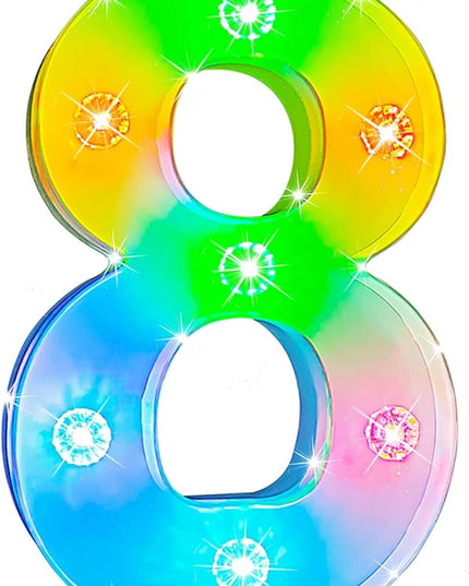 Glintee Decorative Led Light Up Number, Light Up Number Sign for Night Light Wedding Birthday Party Christmas Home Bar Decoration Number-(Number 8) - LeafyLoom