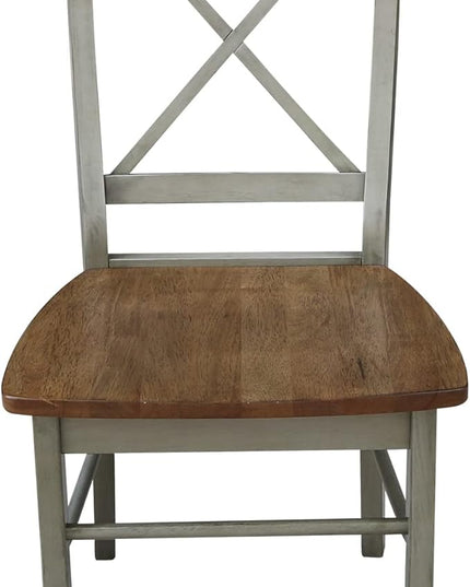 International Concepts X-Back, Set of 2 Chair, Distressed Hickory/Stone - LeafyLoom
