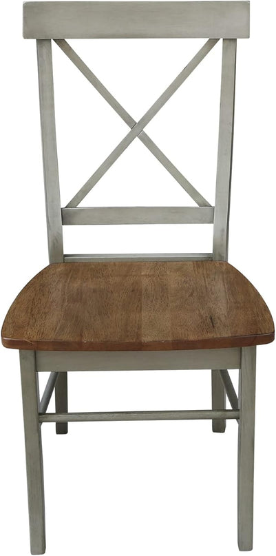 International Concepts X-Back, Set of 2 Chair, Distressed Hickory/Stone - LeafyLoom