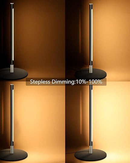 Modern Foor Lamp, Corner Lamp, Floor Lamp with Three Light Source, Led Floor Lamp with Remote & Touch Control, Black Standing Lamp for Bedroom, Livingroom, Ofiice - LeafyLoom