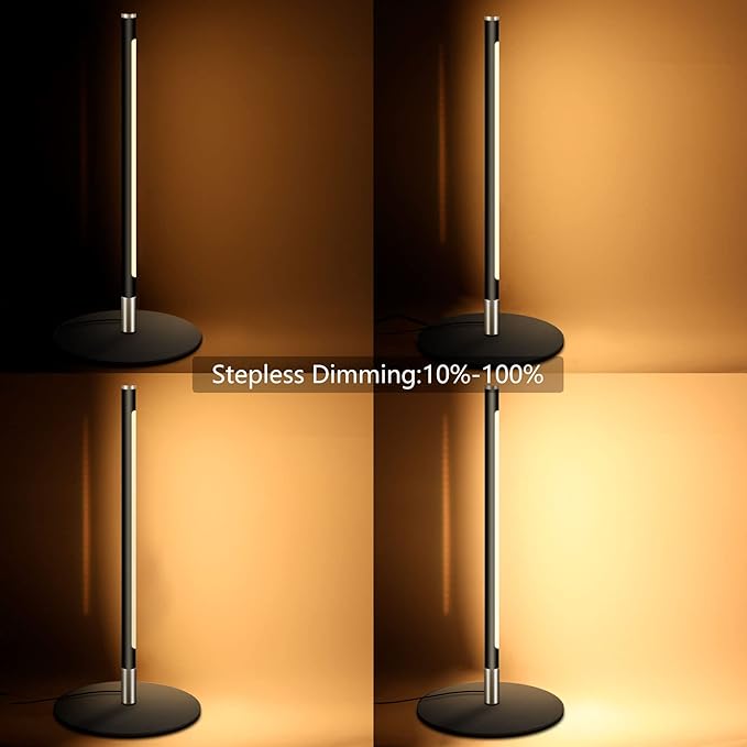 Modern Foor Lamp, Corner Lamp, Floor Lamp with Three Light Source, Led Floor Lamp with Remote & Touch Control, Black Standing Lamp for Bedroom, Livingroom, Ofiice - LeafyLoom