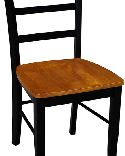 International Concepts Pair of Madrid LadderBack Chairs, Black/Cherry - LeafyLoom