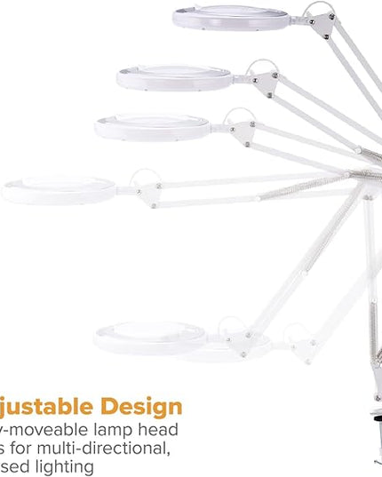 Bostitch Office LED Magnifying Desk Lamp with Clamp Mount, Energy-Efficient LEDs, Dimmable, 4.5W, 480 Lumens, White (VLED600) - LeafyLoom