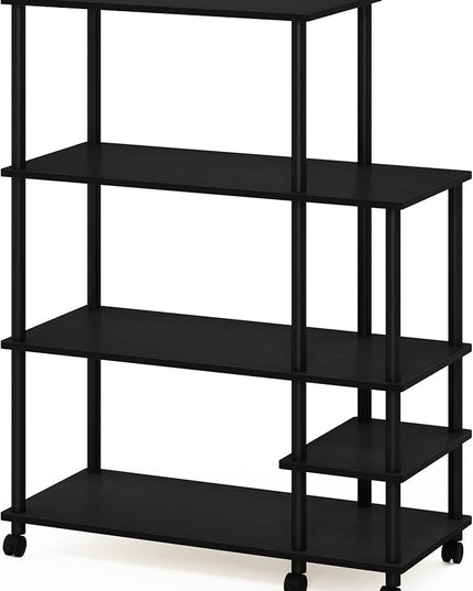 Furinno Turn-N-Tube Kitchen Shelf Cart, Americano/Black - LeafyLoom