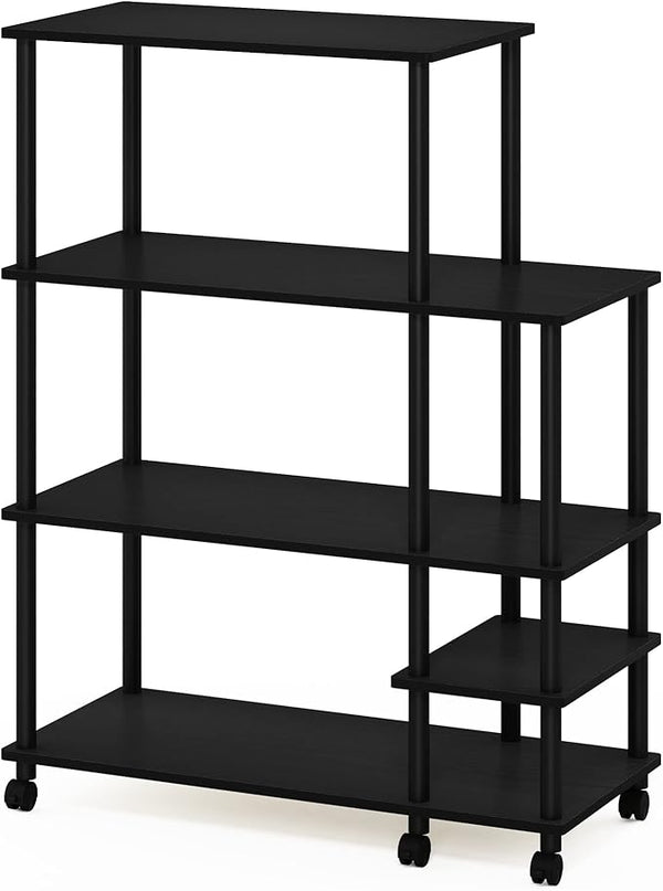 Furinno Turn-N-Tube Kitchen Shelf Cart, Americano/Black - LeafyLoom