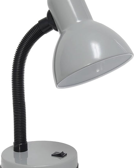Simple Designs LD1003-SLV-12PK Basic Metal Desk Lamp 12 Pack Set with Flexible Hose Neck for Office, Bedroom, College Dorm, Bookshelf, Silver, 12 Pack - LeafyLoom