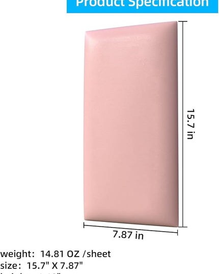 Peel and Stick Headboard Pink Upholstered Wall Panels, 6 Panels Sized 7.8" x 15.7", 3D Anti-Collision Soundproof Self-Adhesive Wall Panel for Bedroom，Living Room - LeafyLoom