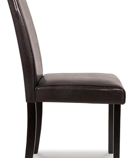 Signature Design by Ashley Kimonte Modern 19" Faux Leather Upholstered Armless Dining Chair, 2 Count, Dark Brown - LeafyLoom