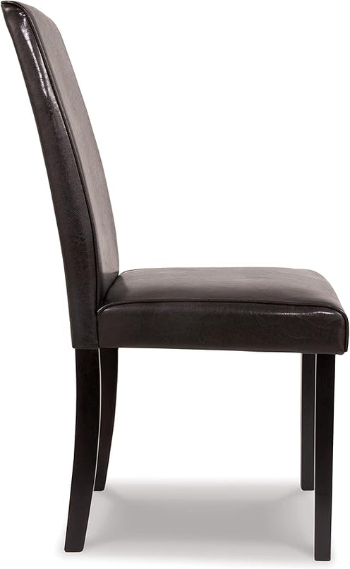 Signature Design by Ashley Kimonte Modern 19" Faux Leather Upholstered Armless Dining Chair, 2 Count, Dark Brown - LeafyLoom