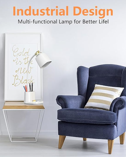 LED Desk Lamp with USB Charging Port Touch control 3 Color Modes, Stepless Dimming, Home office Desk Lamp, LED Small Desk Lamp in University Dormitory, Study Desk Lamp, Gooseneck Lamp - LeafyLoom