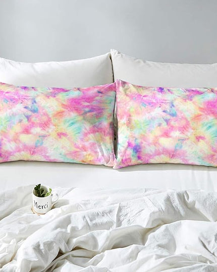 Erosebridal Kids Tie Dye Comforter Set, Bohemian Batik Down Comforter King Size, Boho Psychedelic Bedding Comforters for Children Girls Boys Teens Bedroom, Trippy Tattoo Watercolor Quilted Duvet - LeafyLoom