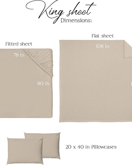 Northwest Ashford Home Essentials Bedding, 4 Piece King Size Sheet Set, Sand Dollar Taupe - LeafyLoom