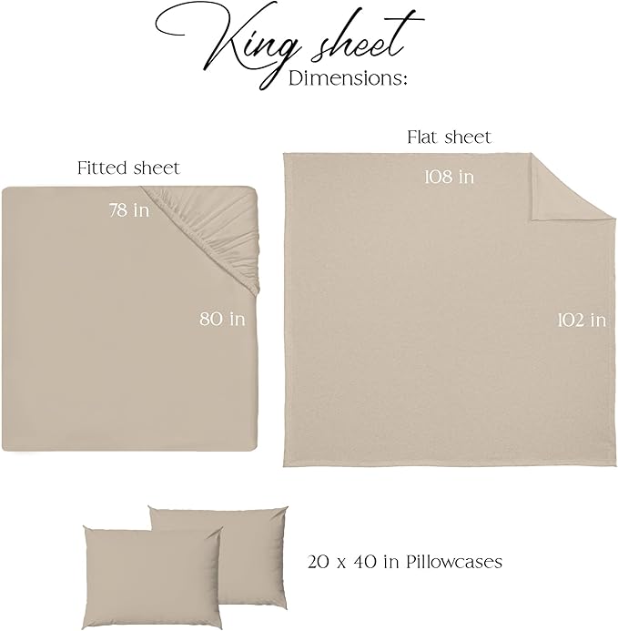 Northwest Ashford Home Essentials Bedding, 4 Piece King Size Sheet Set, Sand Dollar Taupe - LeafyLoom