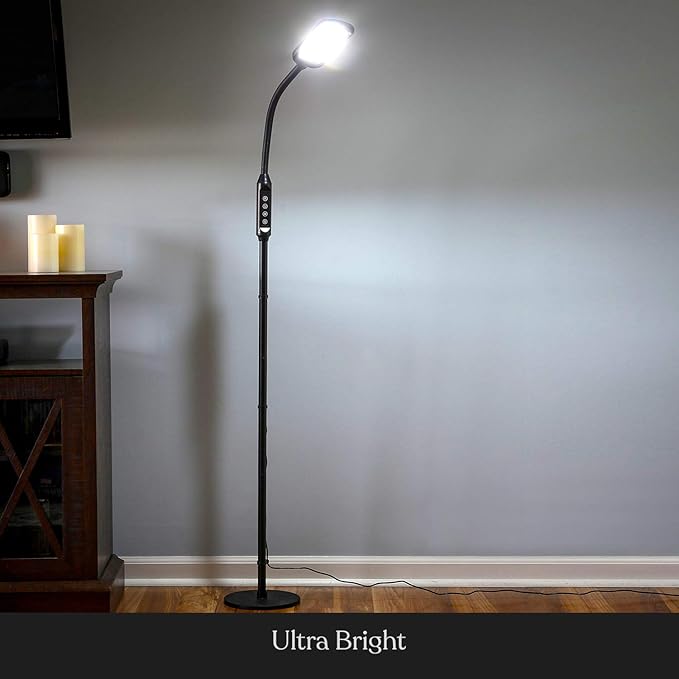 Brightech Litespan 2-in-1 LED Floor & Desk Lamp, Adjustable Height, Shades, Neck, Esthetician Light for Lashes, Portable Gooseneck Standing Lamp for Living Room, Dorm, Table - LeafyLoom