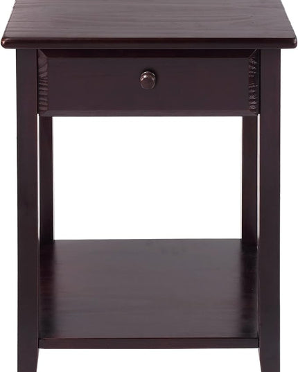 Casual Home Night Owl Nightstand with USB Ports-Espresso - LeafyLoom