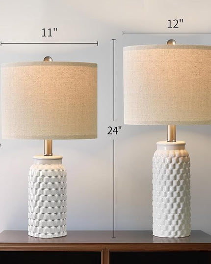 24" Lamps for Living Room: Bedside Lamps - Table Lamps Set of 2 Lamps for Night Stands Living Room Lamps Bedroom Lamps White Lamps… - LeafyLoom