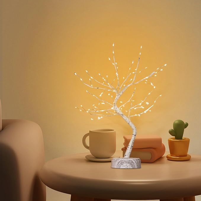 OTAVILEM Room Decor, 20" 108 LED Twinkling Tree Lamp, DIY Artificial Tree Lamp, Battery/USB Operated, Tabletop Bonsai Tree Light for Living Room Bedroom Christmas Home Gifts House Decor - LeafyLoom