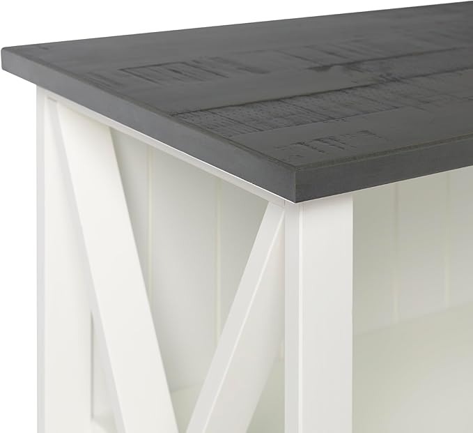 Walker Edison Solid Wood Farmhouse Storage Console, 52 Inch, White/Grey Wash - LeafyLoom